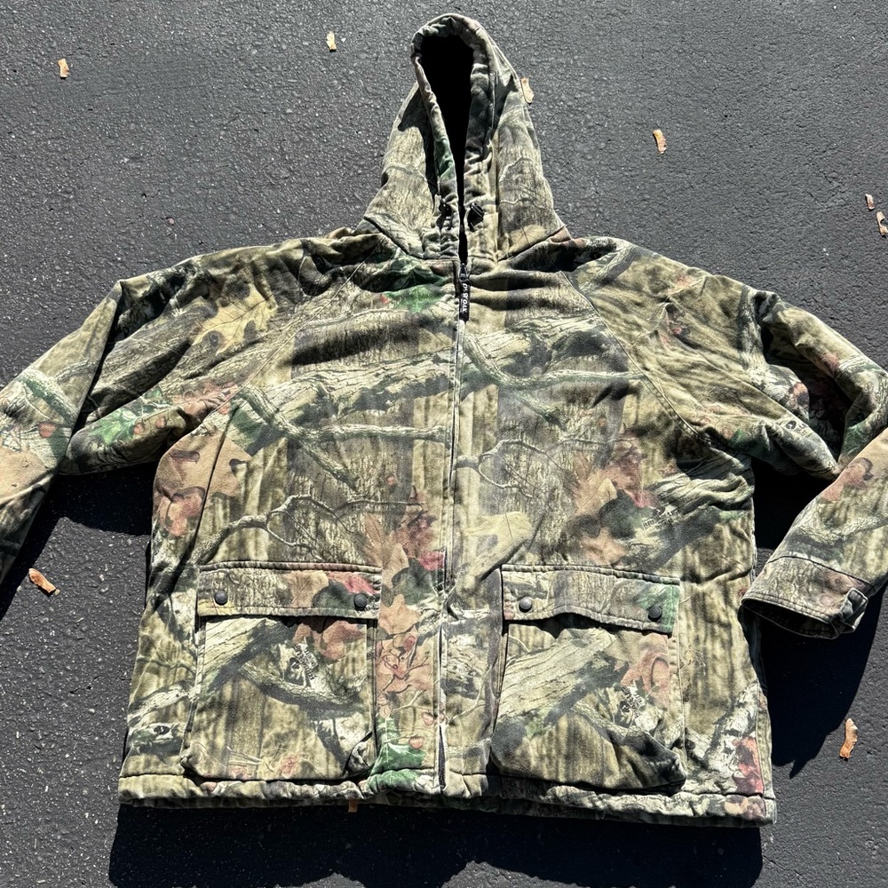 Break Up Infinity Mossy Oak Camo Hunting Coat Hood Men’s Size 2XL Vintage
